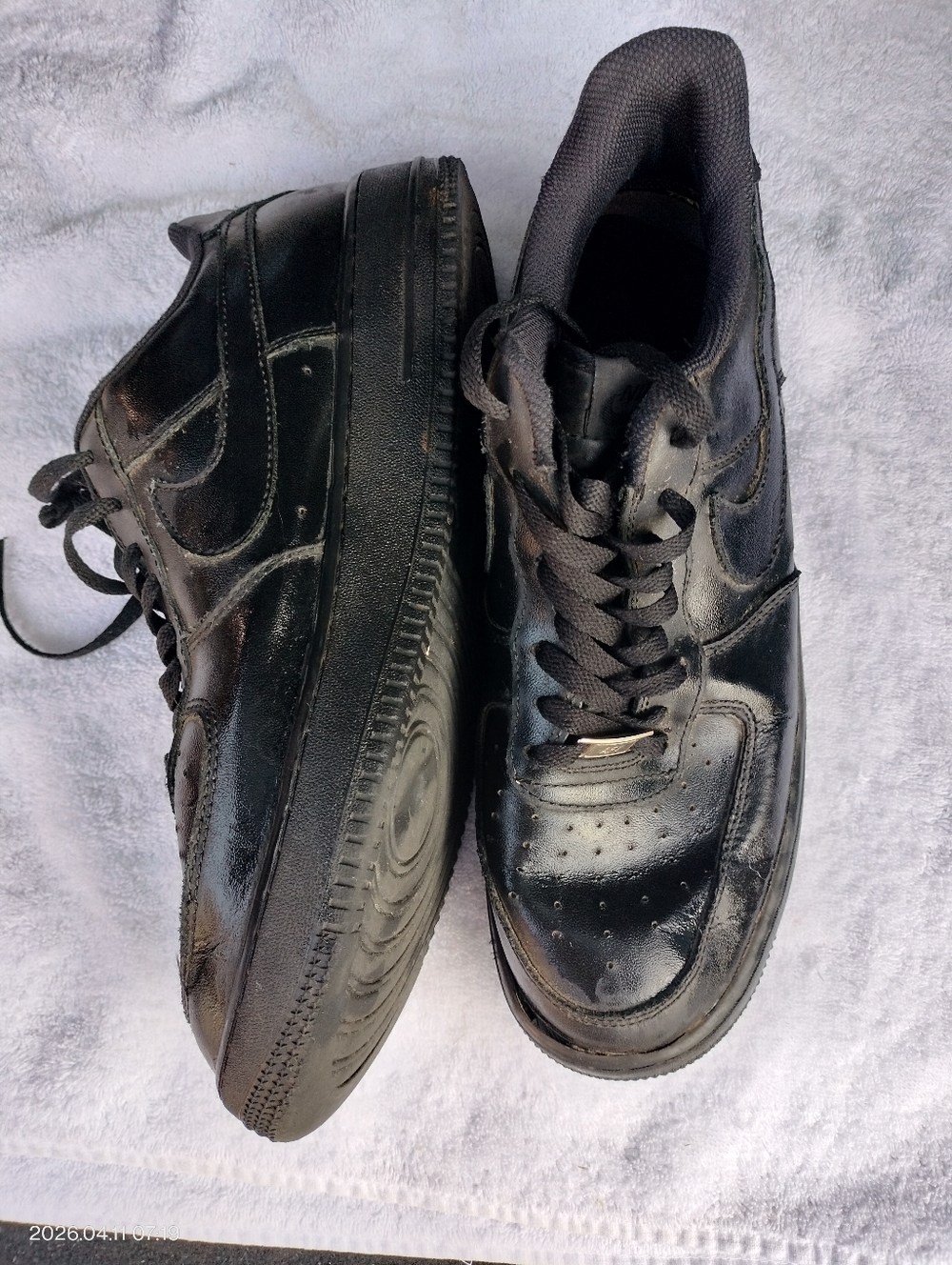 Men's Nike Air Force One Sz 11.5 Black Leather Athletic Sneakers Classic